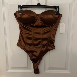 Brown Satin Bodysuit